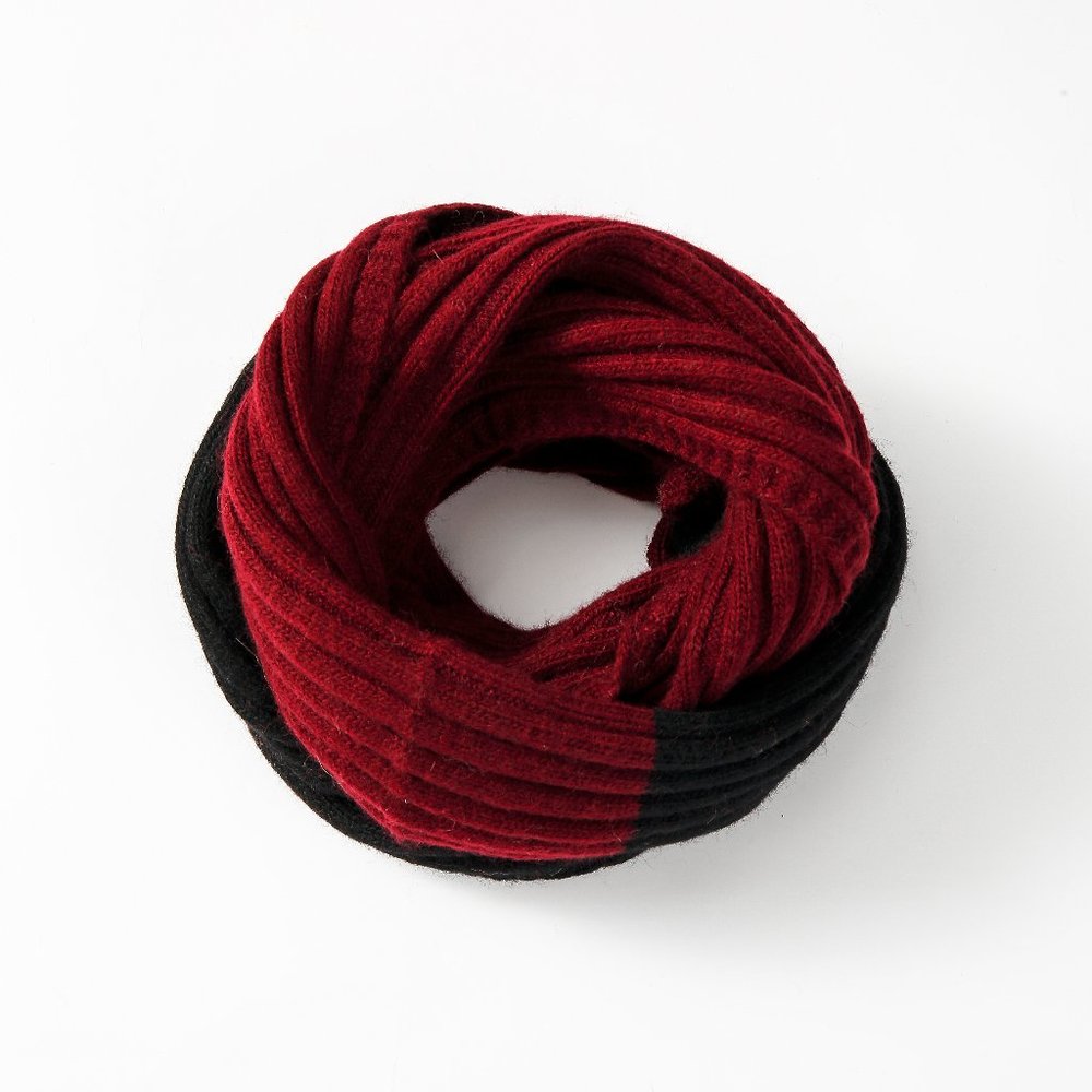 Noblag Warm Knitted Scarf For Men & Women Mixed Color Black Red